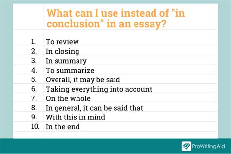 what should you write instead of in conclusion