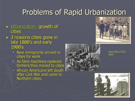what social issues and problems arose from rapid urbanization