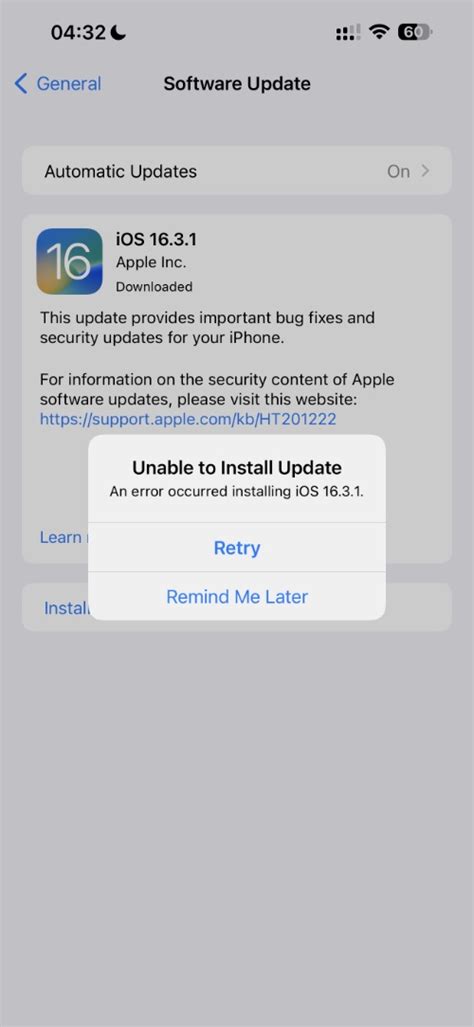 what to do when iphone says unable to install update