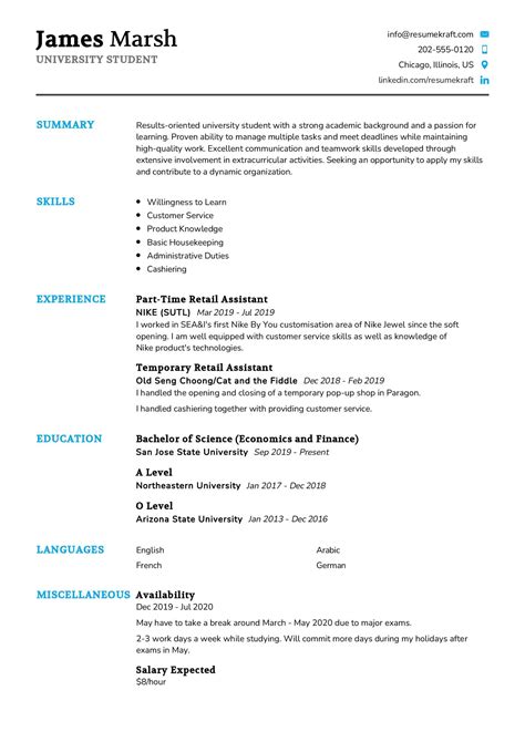 what to include in a cv for university