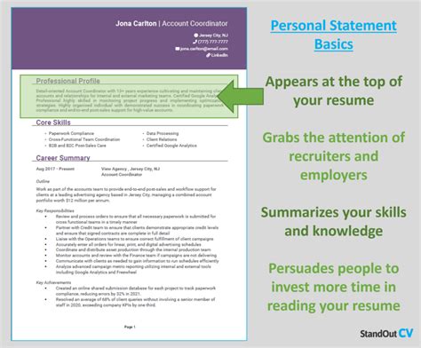 what to include in a personal summary
