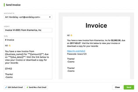 what to include in an invoice email