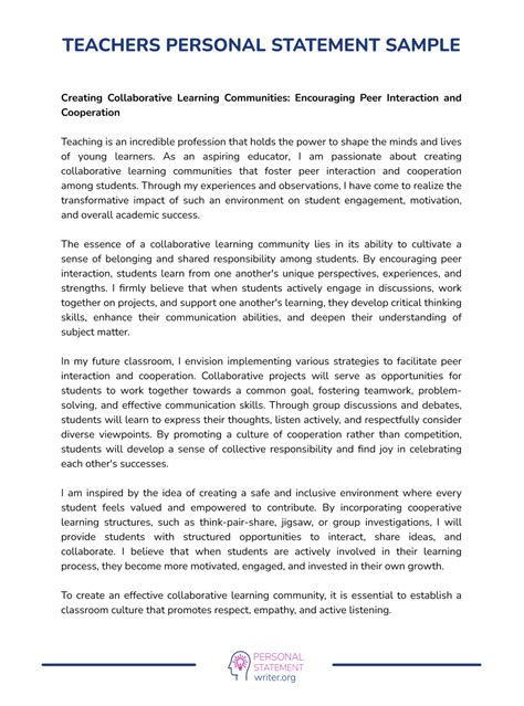 what to include in personal statement for teacher training