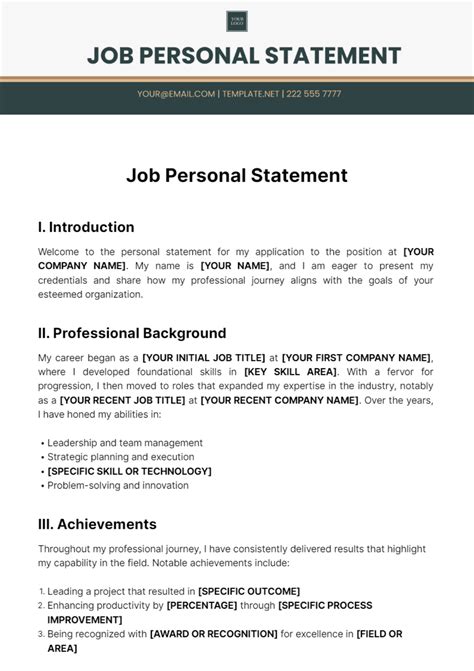 what to include in personal summary for job application