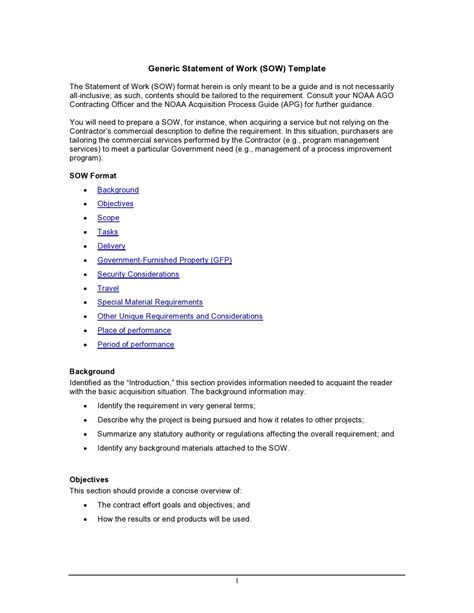 what to include in statement of work
