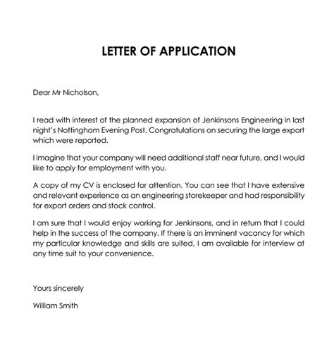 what to put in a application letter
