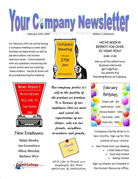 what to put in a newsletter for work