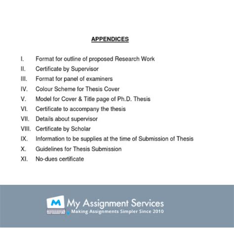 what to put in thesis appendix