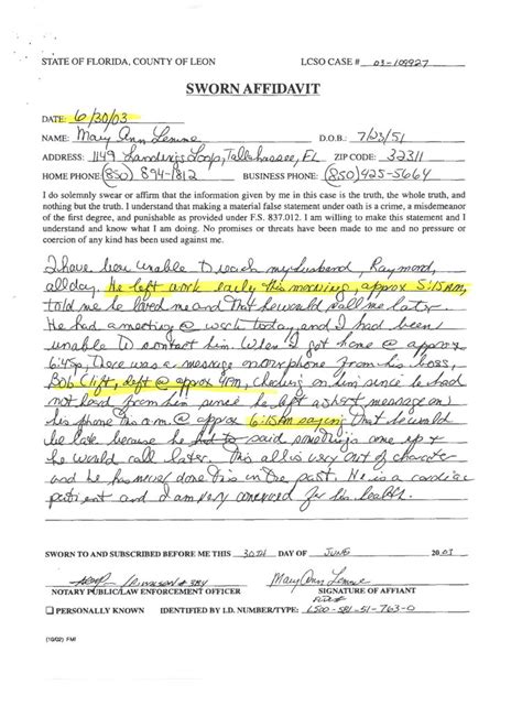 what to say in a character affidavit
