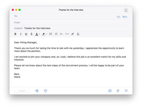 what to say in an email after an interview