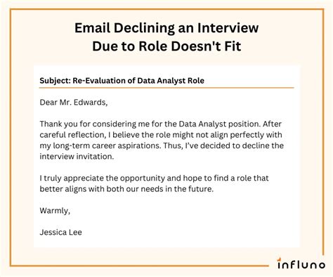 what to say in an email to decline a job interview