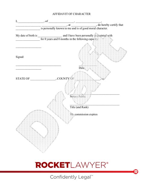 what to write in a character affidavit