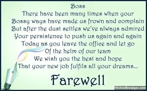 what to write in a farewell card to boss