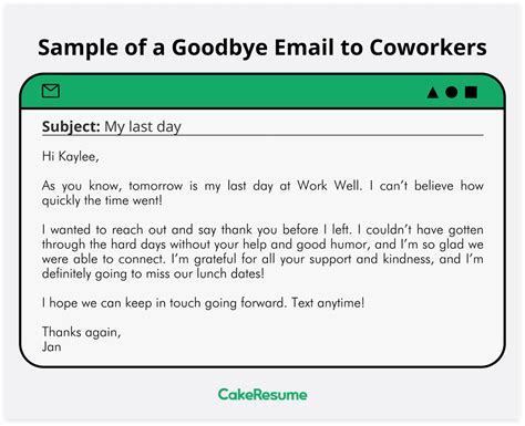 what to write in a goodbye work email