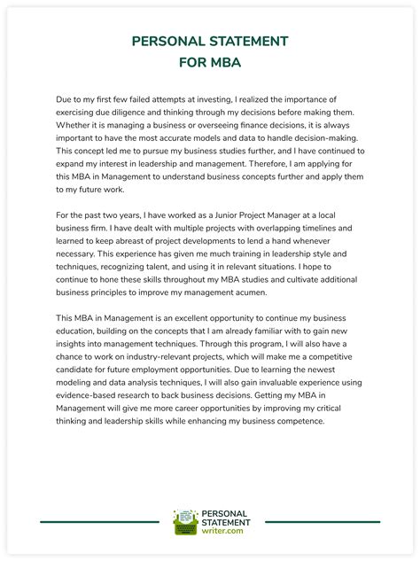 what to write in a personal statement for work experience
