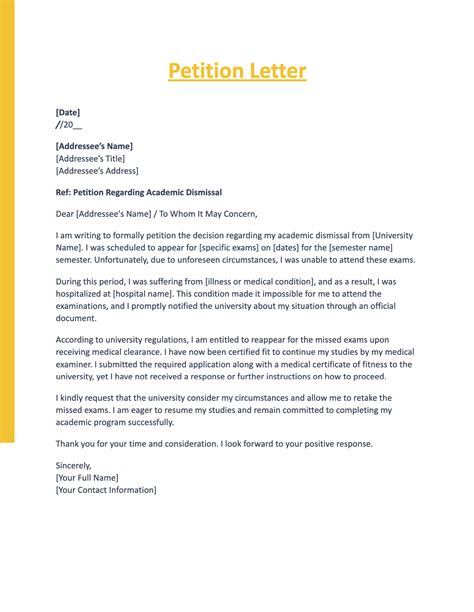 what to write in a petition letter