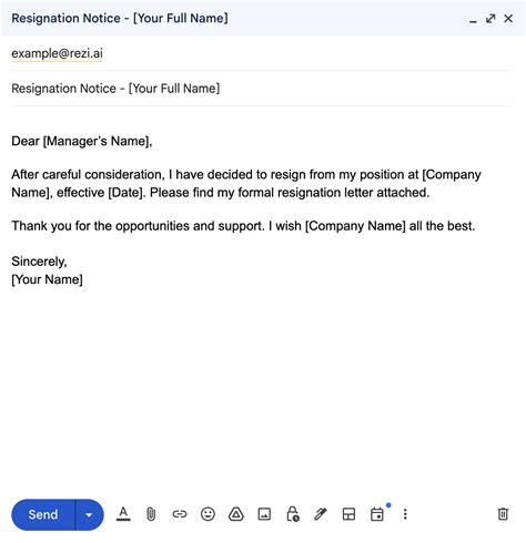 what to write in a resignation email with letter attached