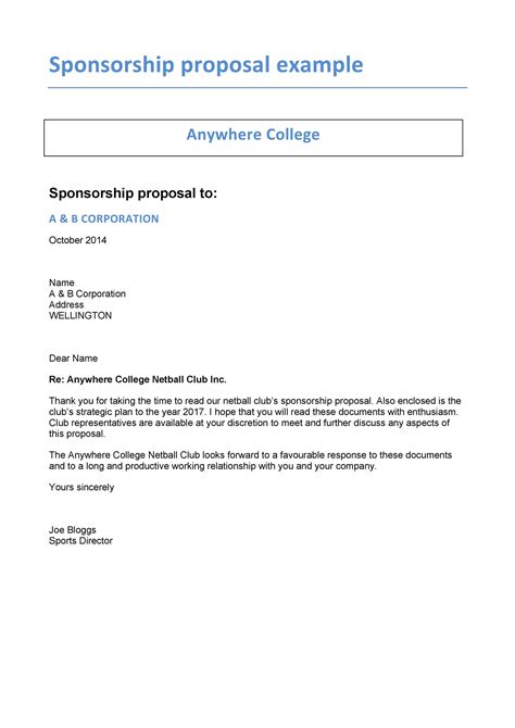 what to write in a sponsorship letter