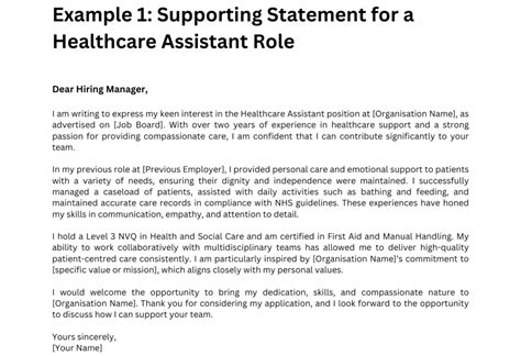what to write in a supporting statement for a healthcare assistant