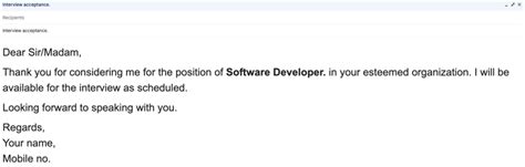 what to write in interview confirmation email