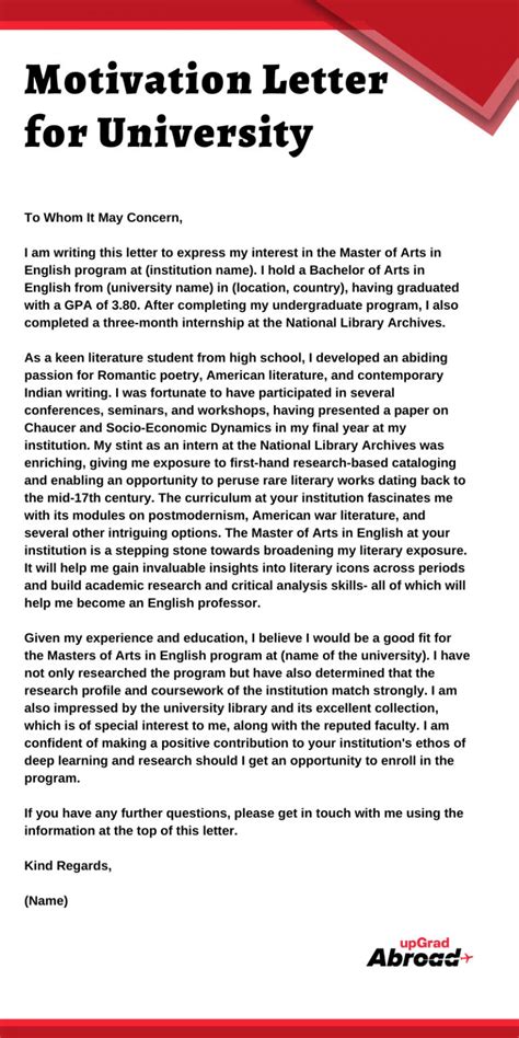 what to write in motivation letter for university