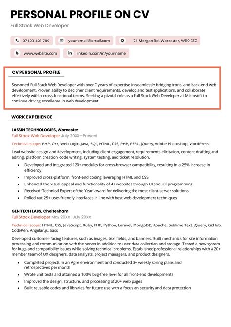 what to write in personal profile cv examples