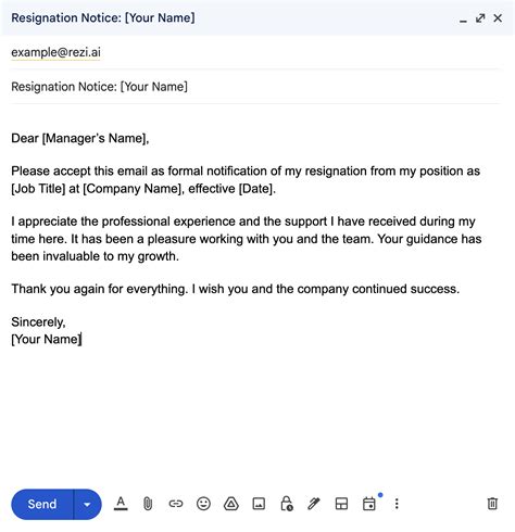 what to write in resignation email subject