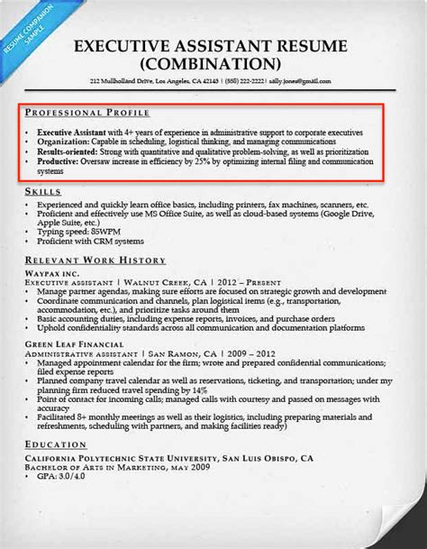 what to write in resume profile