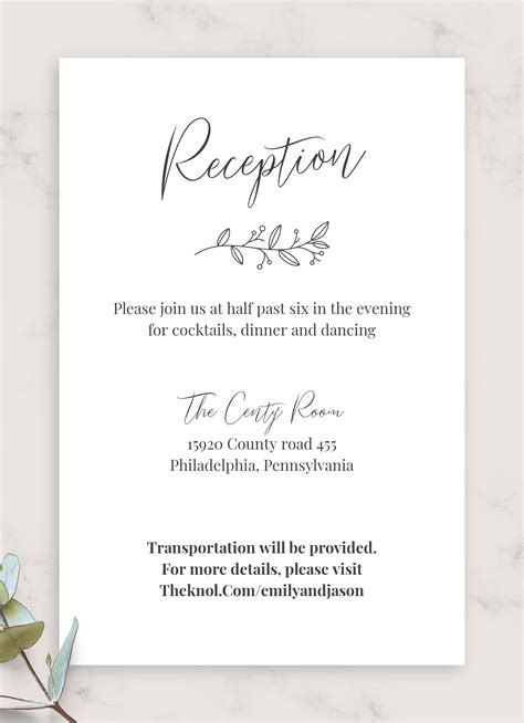 what to write on reception card