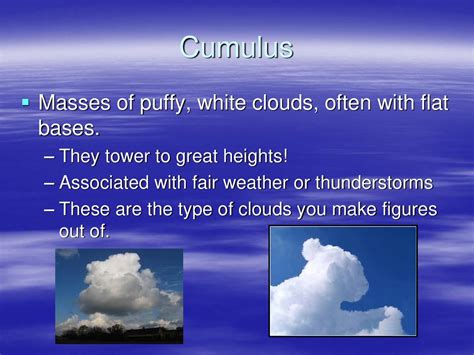 what type of weather are cumulus clouds associated with