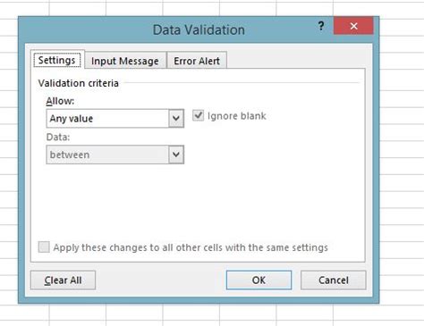 what types of data validation are available in excel