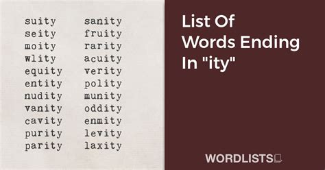 what words end in ity