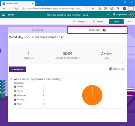 when do poll and quiz results appear in microsoft forms