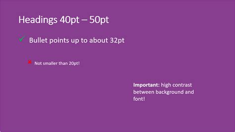 when giving a presentation what is the recommended font size for slides