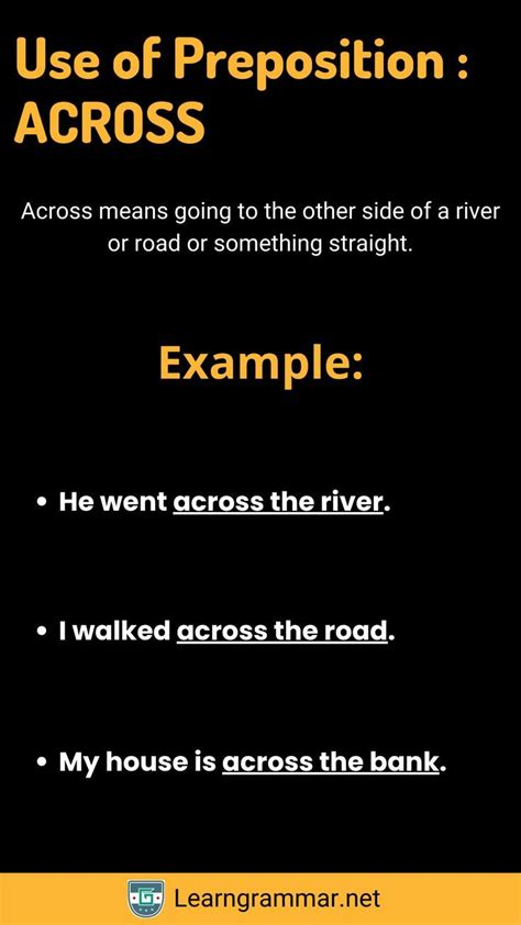 when to use across preposition