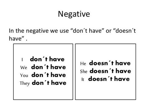 when to use doesn't have and don't have
