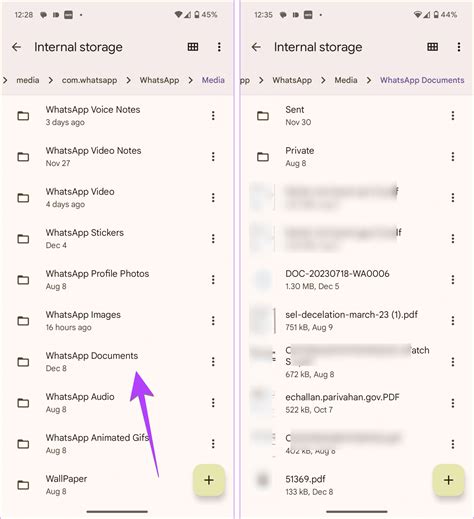 where are pdf files from whatsapp stored on android