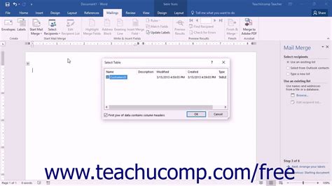 where are the mail merge options located in word 2016 quizlet