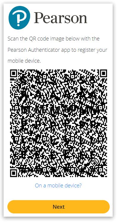where do i get the qr code for the pearson authenticator app
