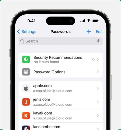 where does iphone keep.app passwords