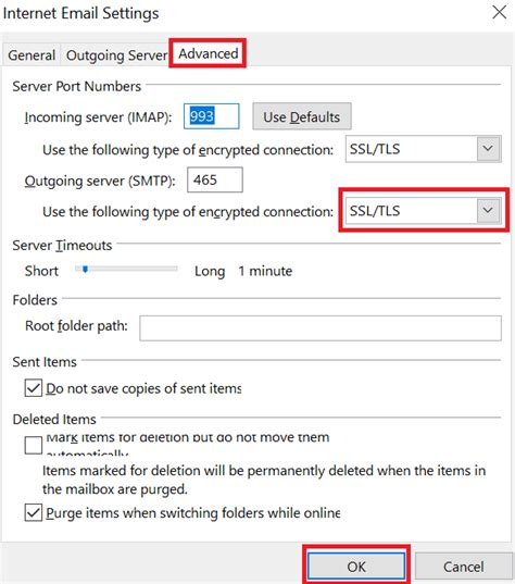 where is advanced account settings in outlook