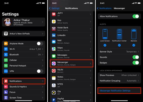 where is advanced settings in notifications iphone