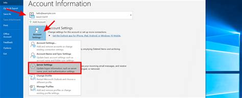 where is advanced settings in outlook 365