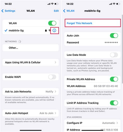 where is advanced wifi settings on iphone