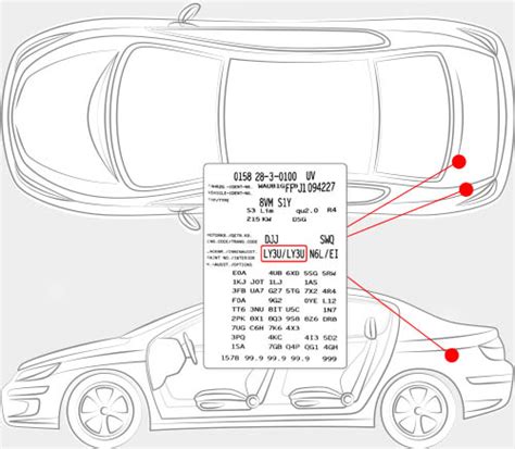 where is audi paint code located