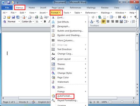 where is autoformat in word
