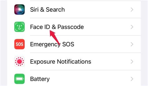 where is face id and passcode now in iphone setting
