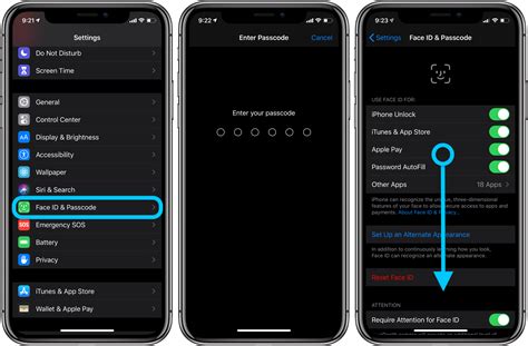 where is face id and passcode on iphone 11