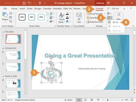 where is group in powerpoint