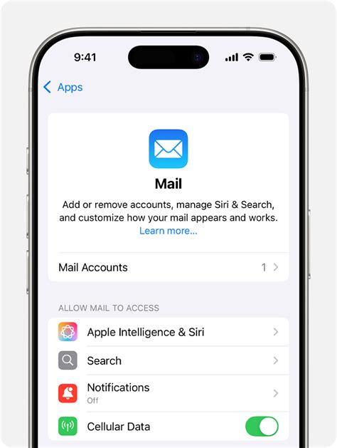 where is mail app in settings on iphone